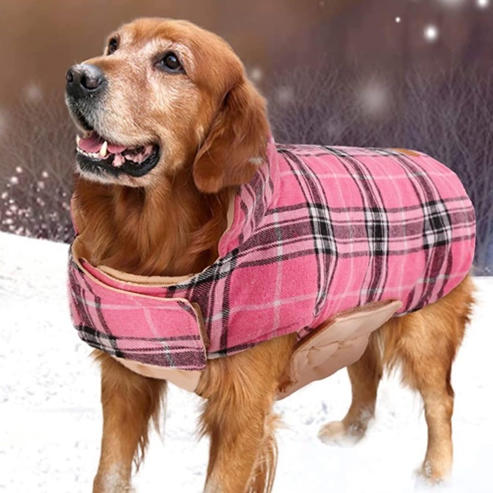 Kouser Plaid/Plain Reversible Dog Coat 3XL NWT
